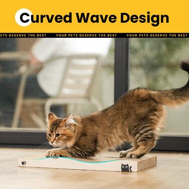 Котячий когтетоп з коробкою та 4 змінними шарами когтеточки - великі меблі для котів з міцного гофрокартону, двосторонні когтеточки з наклейками DIY - лежанка для котів у квартирі, захист меблів, великий розмір