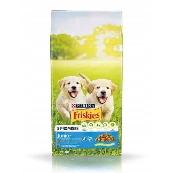 Корм для цуценят Friskies Junior з куркою, молоком та овочами, 15 кг