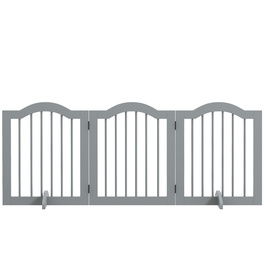 PawHut Barrier Dog 3 частини, 154,5 x 61 см складні ворота для собак з дверима, дверний щиток з 2 опорними ніжками, окремо стоячі сходові ворота для кухні, передпокою, світло-сірі | Аосом