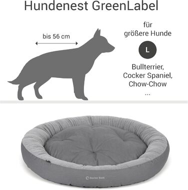 Кругле лежанка для собак великих порід Doctor Bark GreenLabel, 70x60 см, світло-сірий, з м'яким флісовим/бавовняним подушкою