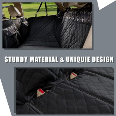 Захист для заднього сидіння авто для собак з жорстким дном, водонепроникний, для стандартних авто та SUV (Чорний)