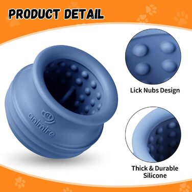 Іграшка-дозатор для собак Eckeri, інтерактивна головоломка для собак, збагачення для собак, іграшка-дозатор для заморожування, безпечний силікон (M, Темно-синій)