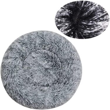 Кругле ліжко для собак та котів Zentaurus, плюшеве, чорне (Gradient Black), 50 см