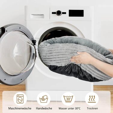 Кругле ліжко для котів та собак, сіре, 50.8 см, з м'яким флісовим покриттям, миється, зручне для сну