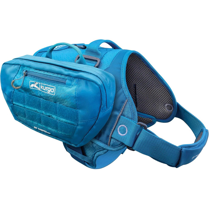 Фляга для собак Kurgo RSG, знімний чохол, сумісна з MOLLE, кріплення для службового нашийника, блакитна. Один розмір підходить для всіх (сумка на сідло, чорна)