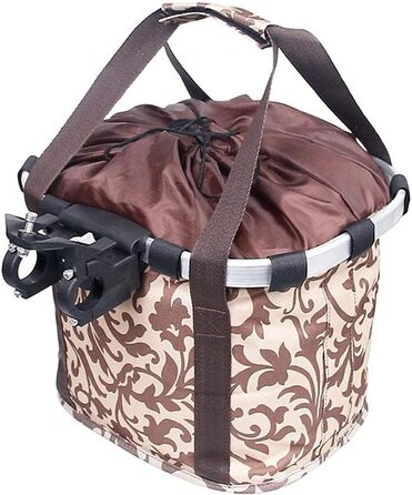 Знімний велосипедний кошик для тварин - складана передня сумка - переносний візок для котів та собак (колір: кавовий)
