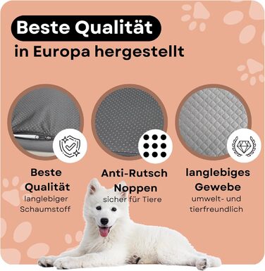 Ортопедичне собаче ліжко Odolplusz для великих собак | М'яке ліжко-кімната для середніх та великих собак | Собача матрацна подушка знімний, пральний чохол | (80x60x7 см, Сірий)