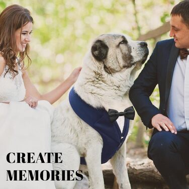 Елегантний собачий смокінг для свят: весілля, день народження, Хелловін, Косплей, Різдво. Комплект з краваткою для собак середніх та великих розмірів (L, обхват грудей 60-88 см). Синій смокінг + чорна краватка