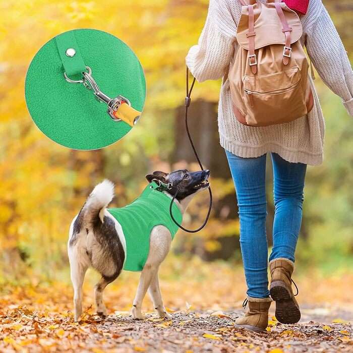 PETCUTE Теплий жилет для собак, зимовий одяг для собак, жилет для великих собак, тепла куртка для собак з отвором для повідка, ідеально підходить для зими, м'який флісовий жилет (XL, Зелений 1)