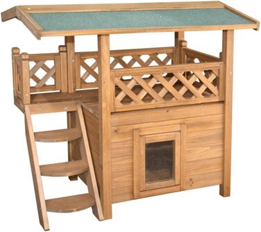 Будинок для котів Kerbl Lodge 77x50x73 см, для дому та вулиці, з водонепроникним бітумним дахом