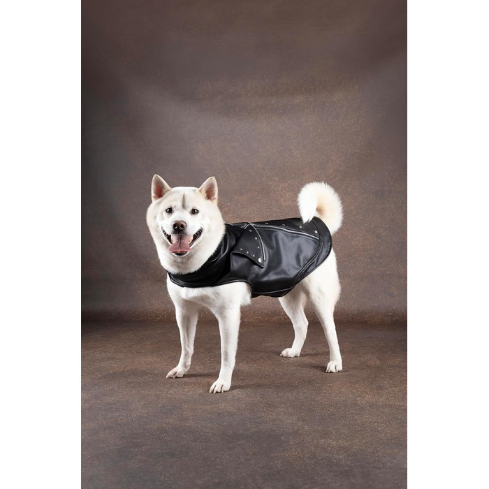 Зимовий теплий нашийник для собак Sergio Schwarz, чорний, A:45см, штучна шкіра, з флісовою підкладкою