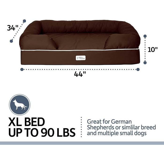 Крісло-лежанка для собак PetFusion Kleines Hundebett з Memory Foam (шоколадно-коричневий, 112x86x25 см)