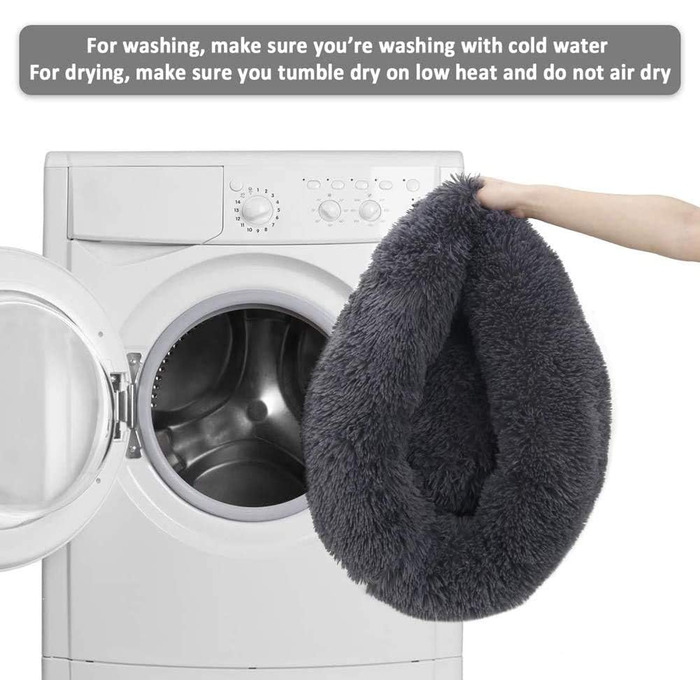 М'яке ліжко для собак Haoye, круглий лежак для домашніх тварин, лежак-подушка для котів та собак, зручне ліжко для собак та котів (діаметр 50-120 см / 7 розмірів), темно-сірий діаметр 60 см