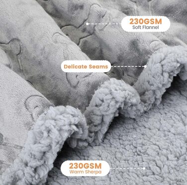 Водонепроникний коврик для собак PETTOM, 145 x 127 см, фліс Sherpa, захист дивану, миється, двосторонній, сірий