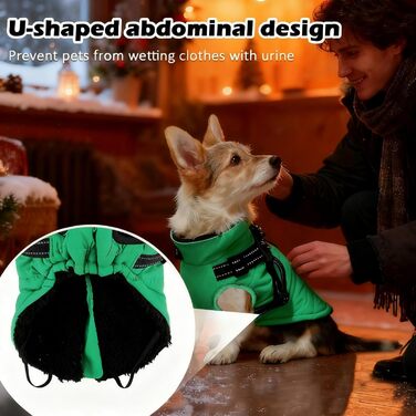 Зимовий одяг для собак ZoneYan: регульований, водонепроникний, теплий, з відбиваючими елементами (зелений, S)