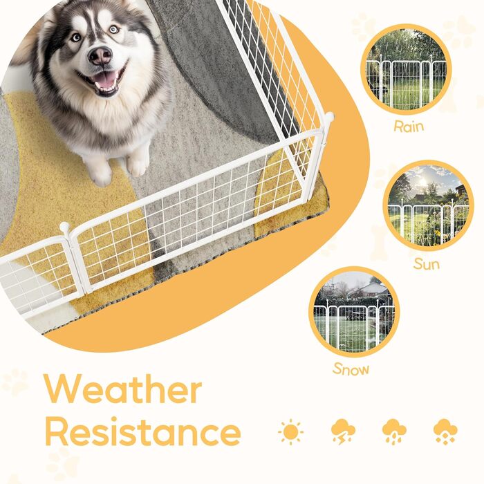 Вольєр для собак HealSmart, 61 см, 8 панелей, міцний метал, портативний, для дому та вулиці, кемпінг, подвір'я, автодом, садовий загін, приватність, тераса, білий