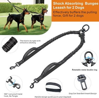 Рулетка для собак Dotolog 8м з двома лініями, з безпечною застібкою, для собак середніх та великих порід (сірий/чорний)