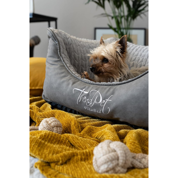 TrendPet VitaBed Style - ортопедичне ліжко для собак, штучна шкіра, плюшеве всередині (80x70 см, сірий)