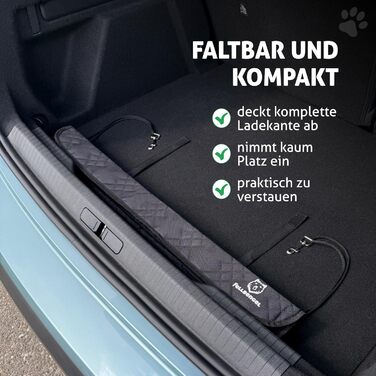 Захист краю багажника для автомобіля: міцний кріплення на липучці + гачки, захист для собак, килимок у багажник, захист краю багажника, ідеальна посадка, міцний матеріал, чорний колір