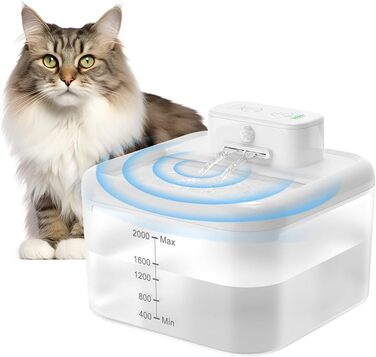 Фонтанчик для котів RUXAN WF06-Білий: ультратихий, з акумулятором 2200mAh, 3 режими, з датчиком руху, для котів та собак