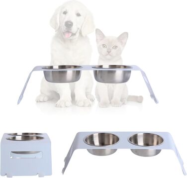 Підвищена годівниця для котів PETLINUS: ергономічна миска з нержавіючої сталі та металу, для котів та маленьких собак
