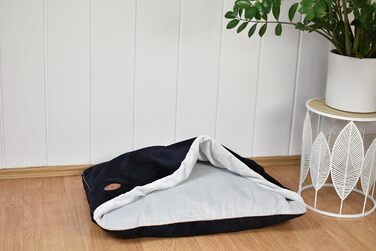 М'яке ліжко для собак та котів середнього та малого розміру з капюшоном, неслизьке, миється, дизайн Lauren, NEL (M 80 x 60 см), чорний колір