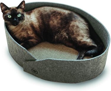 Кігтеточка-ліжко Owen XL сірого кольору з багатоярусною поверхнею для котів, 50 см