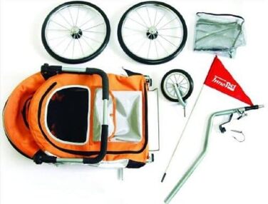 Innopet Sporty: Причіп для собак на велосипед Deluxe чорний/срібний - 2-в-1 (будка та причіп), до 30 кг, з дощем. Включено тягу та з'єднувач.