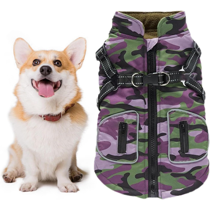 Зимова куртка для собак, світловідбиваючий одяг для собак, розмір S, жилет з інтегрованим шлейкою, одяг для домашніх тварин з світловідбиваючими смугами для маленьких та середніх собак