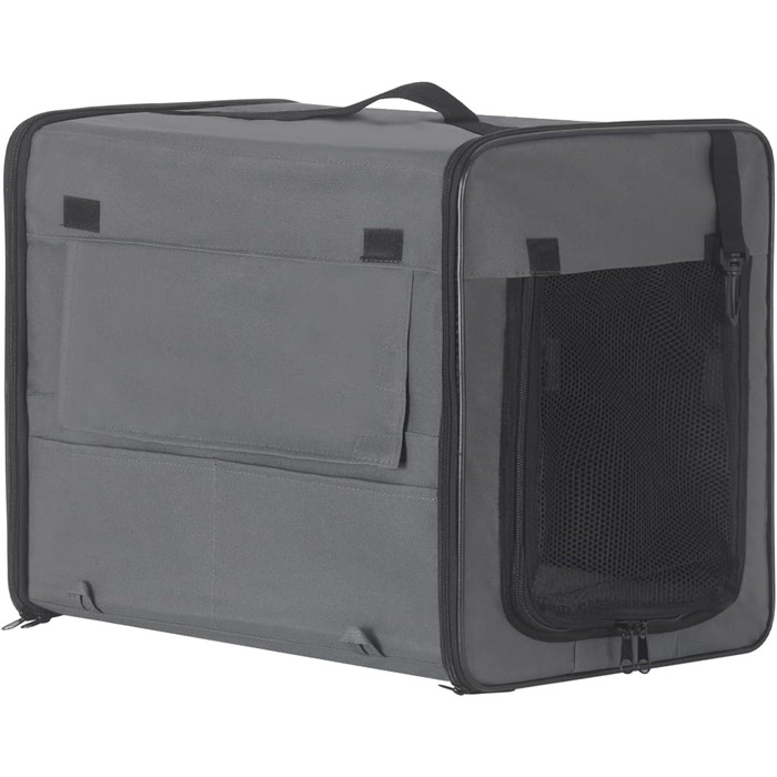 Складана переноска для собак та котів, авто-переноска для тварин, сіра, 46x36x41 см