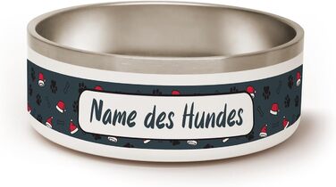 PICANOVA Набір миски та контейнера для ласощів для собак з іменем - Персоналізований набір у різдвяному дизайні. Керамічний набір миски та контейнера для ласощів як подарунок для власників домашніх тварин. Дизайн Candy Bones (набір Санта-шапок)