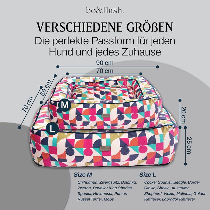Зручне ліжко для собак Boise 'Roy' - диван-ліжко для собак маленьких та великих порід - стильне, миється, з антиковзким покриттям - Roy (M, Michaela)