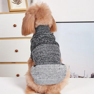 Теплий зимовий пуловер для собак Jecikelon, розмір S, сірий. Пуловер з коміром-стійкою для маленьких собак та цуценят.