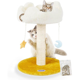Котячий комплекс Happi N Pets 56 см – когтеточка з ліжком, платформою, натуральний сизаль, підвісні іграшки, стійкий котячий будиночок