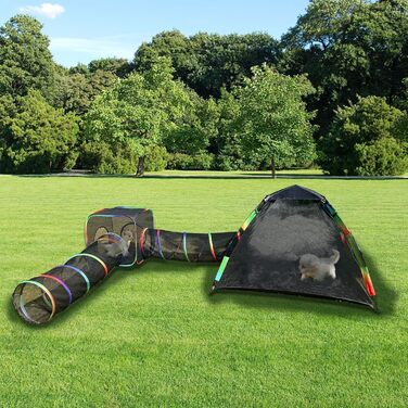 Клітка для котів Homegroove 4-в-1, набір для котів на вулицю з наметом та тунелем, для дрібних тварин