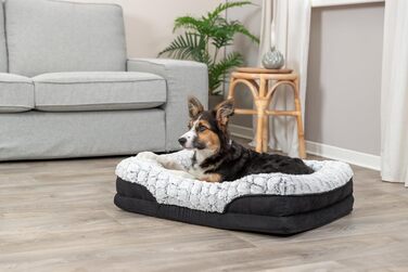Ортопедичне ліжко для собак TRIXIE Vital Lino, 110x75 см - м'яке ліжко з memory foam, для літніх собак, чорний/сірий