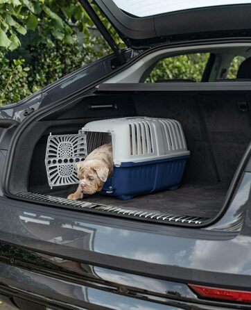 Транспортна переноска для собак Lionto, 55x36x36 см, сіра, з ручкою, для котів та тварин до 15 кг