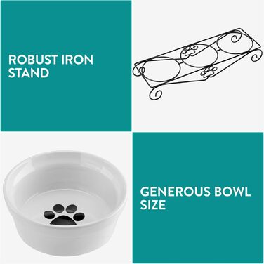 Набір мисок для тварин Navaris (3 шт.) - миски для котів та собак, кераміка, 350 мл, білий