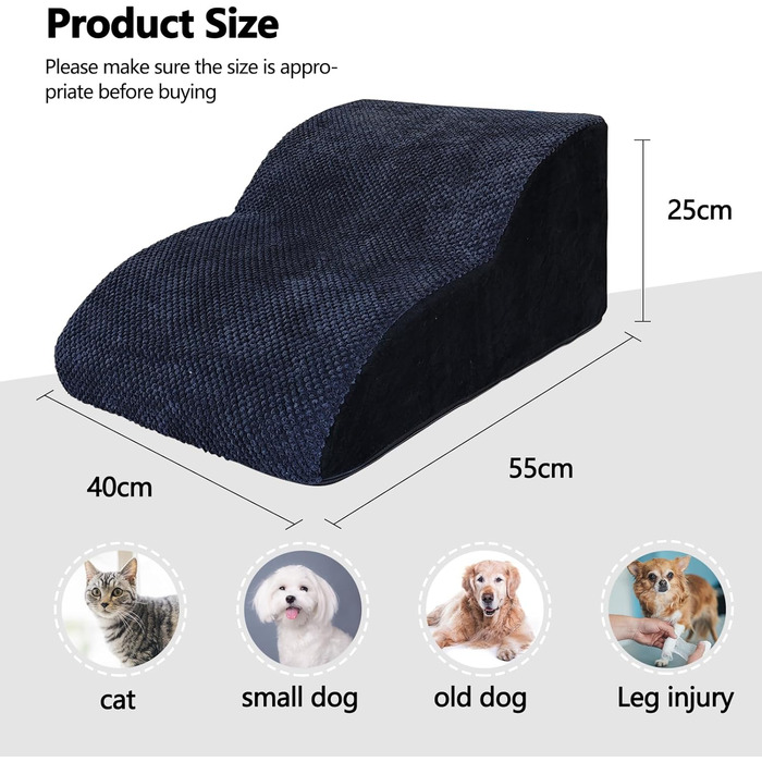 Сходинки для собак Galatée: 2-ярусні, з антиковзким покриттям, для ліжка, дивану та авто, знімний чохол (чорний)