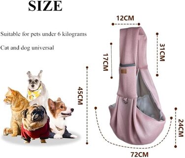 Транспортна сумка для собак та котів на плечі, рожева: дихаюча, для прогулянок та подорожей