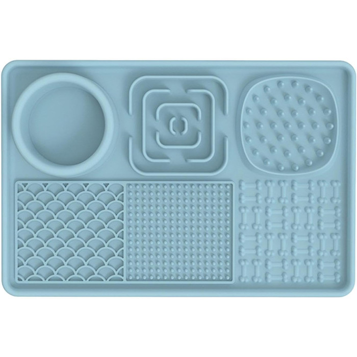 Килимок для собак та котів з силікону з присосками, антипригарний, для ласощів та розваг (Блакитний)