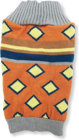 В'язаний теплий пуловер для собак, модна модель, для маленьких та великих тварин, розмір XXS (довжина 20,3 см), помаранчевий ромбік