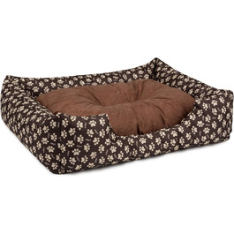 Ліжко для собак BedDog Mimi, коричневе, з міцної тканини Cordura, розмір M, 70x55x18 см, з м'яким бортиком, для дому та вулиці