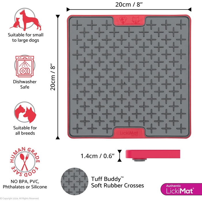 LickiMat Tuff Buddy - годівниця для собак, повільне годування, зменшує нудьгу, червона