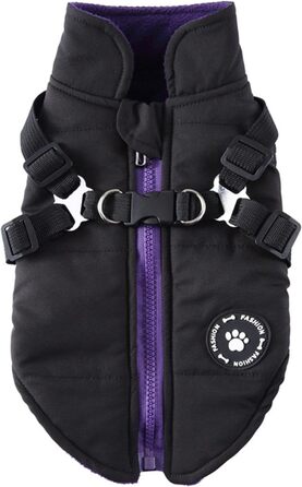 Тепла куртка для собак на блискавці, чорна, розмір S: двостороння, водонепроникна, вітрозахисна | Куртка для собак