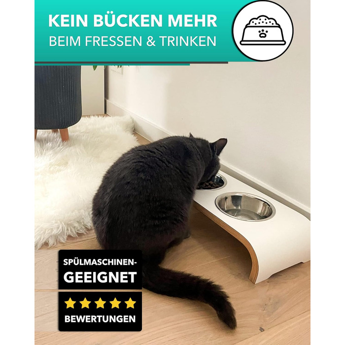 Набір мисок для котів MilaCasa Katzennapf - 2 шт. підняті миски для котів, подвійний набір мисок для їжі та води для котів (Макассар)