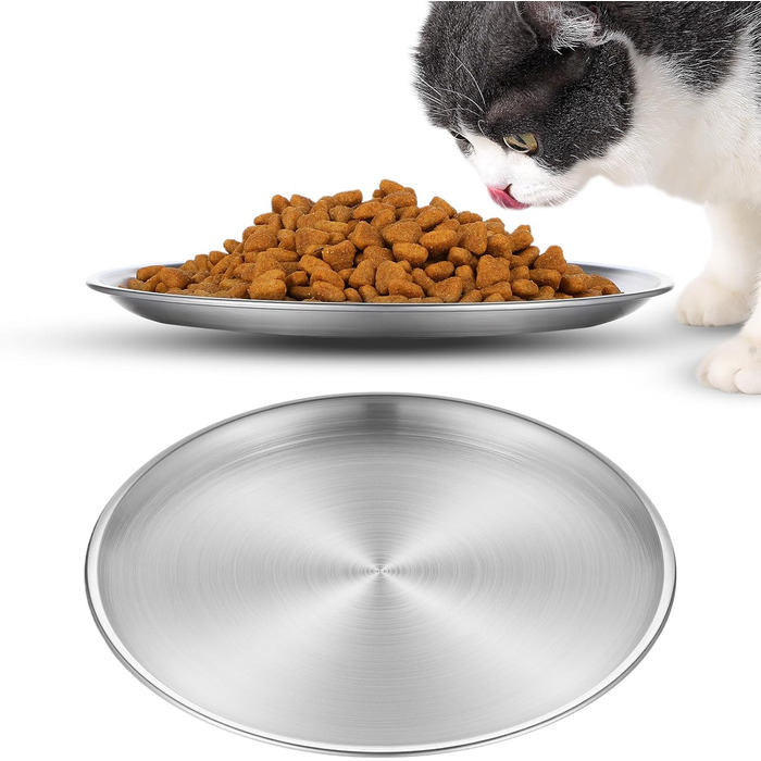 Миска для котів YUXIANLB, нержавіюча сталь, широка, 2 шт.