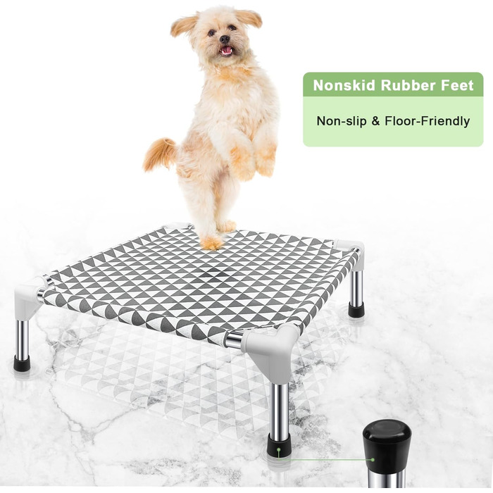 Підвищене лежанка для собак на вулицю, велика, бавовна, протиковзкі ніжки, до 45 кг (трикутник, 51 x 51 x 13 см)