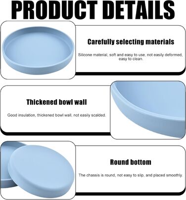 Набір мисок для котів (4 шт.), 18 см, силікон, для сухого та вологого корму (блакитний, жовтий, рожевий, сірий)