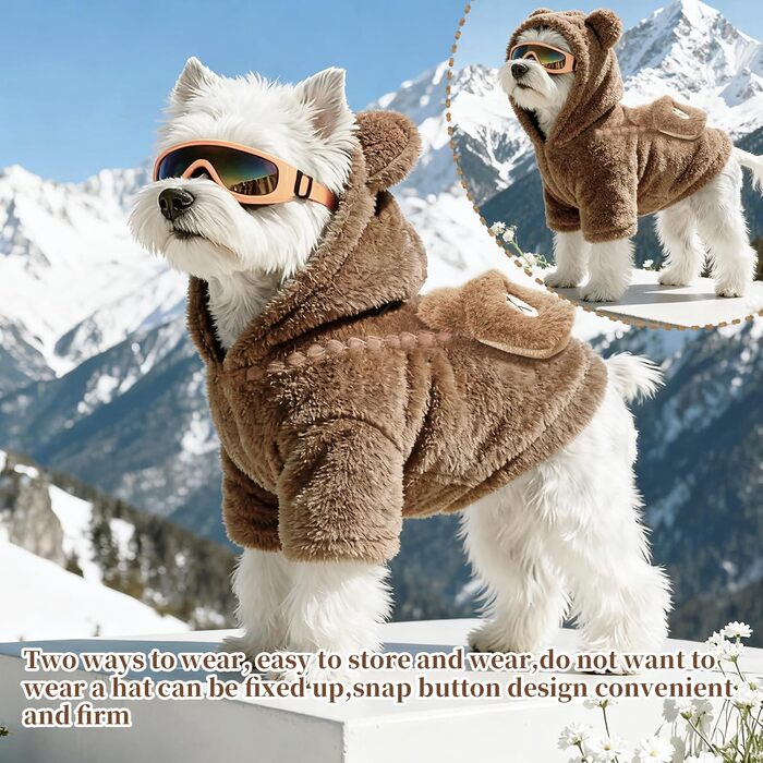 Теплий вітронепроникний пуховик для собак, фліс, вага 3,2–4,5 кг, розмір S, довжина спини 27,9–33 см